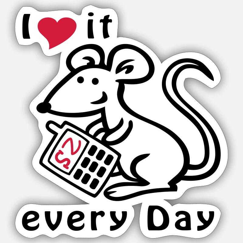 Handy, Maus, Chatten - Sticker Größe S (10 x 10 cm) - Mattweiß