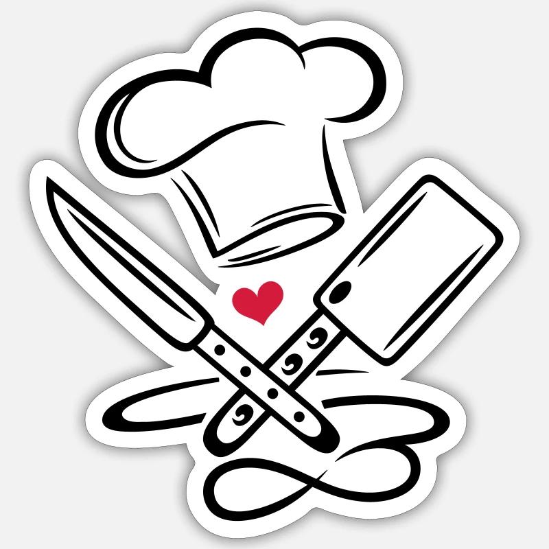 Chapeau de chef de cuisine chef cuisinier couteau infinity icon - Sticker taille S (10 x 10 cm) - blanc mat