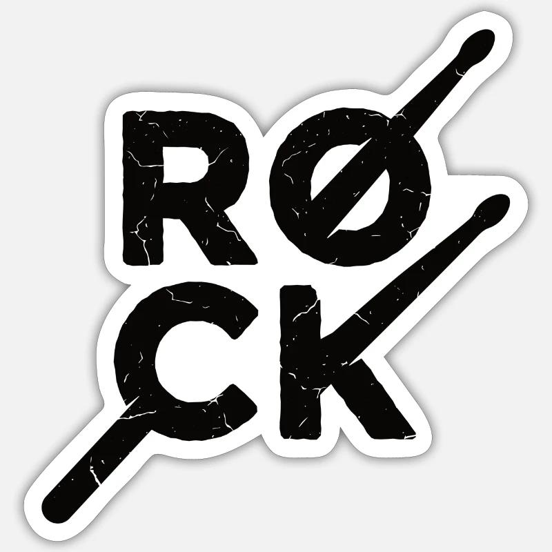 Rock percussion - Sticker taille S (10 x 10 cm) - blanc mat