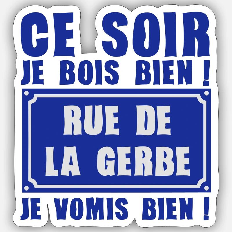 ajouter age ans rue gerbe bois vomis alcool - Sticker taille S (10 x 10 cm) - blanc mat