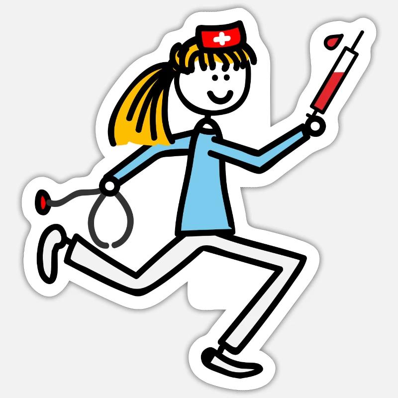 Infirmière - Sticker taille S (10 x 10 cm) - blanc mat