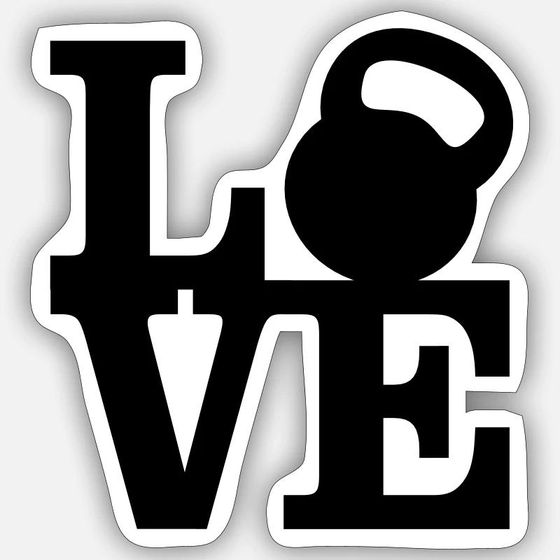 Kettlebell Love Sticker size S (10 x 10 cm)