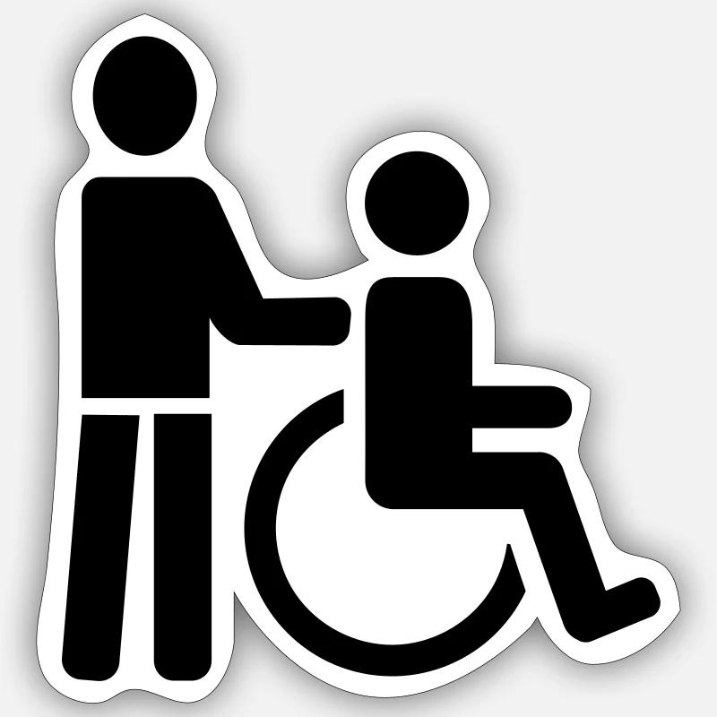 Chaise roulante - Sticker taille S (10 x 10 cm) - blanc mat