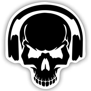 DJ - Sticker taille S (10 x 10 cm) - blanc mat - Devant