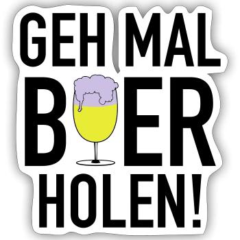 Bier holen 3c - Sticker Größe S (10 x 10 cm) - Mattweiß - Vorne