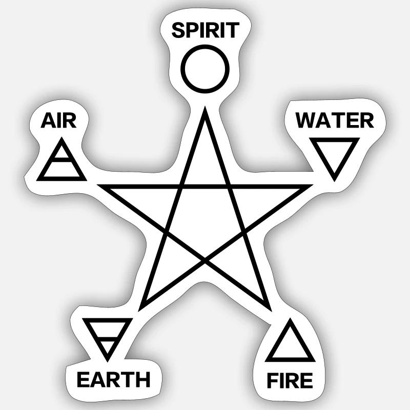 Pentagram, elements, spirit, magic icon - Sticker taille S (10 x 10 cm) - blanc mat