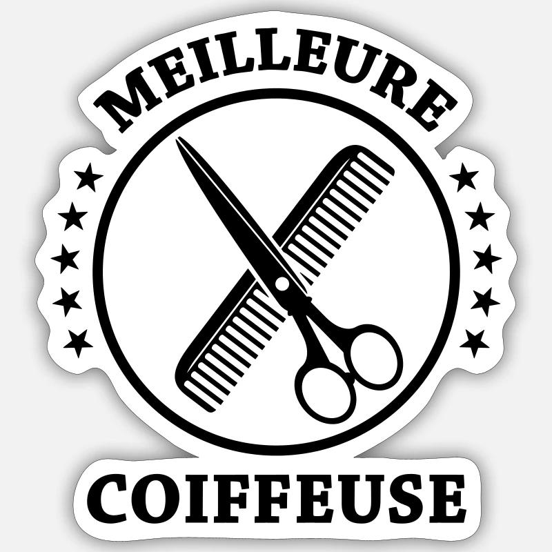 Meilleure Coiffeuse - Sticker taille S (10 x 10 cm) - blanc mat