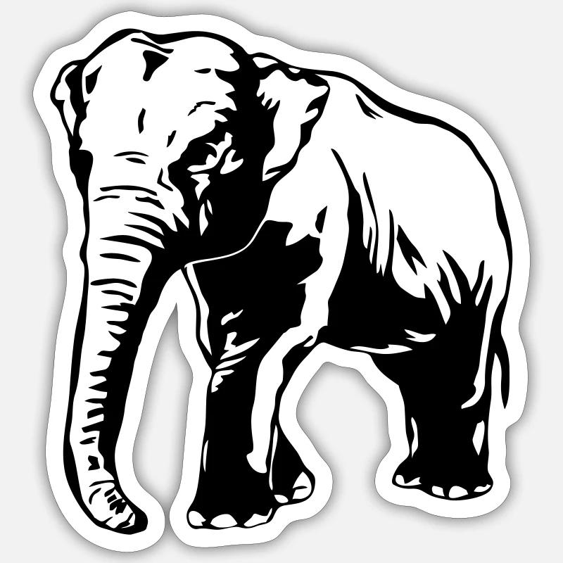 Elefant - Elephant - Sticker size S (10 x 10 cm) - white matte