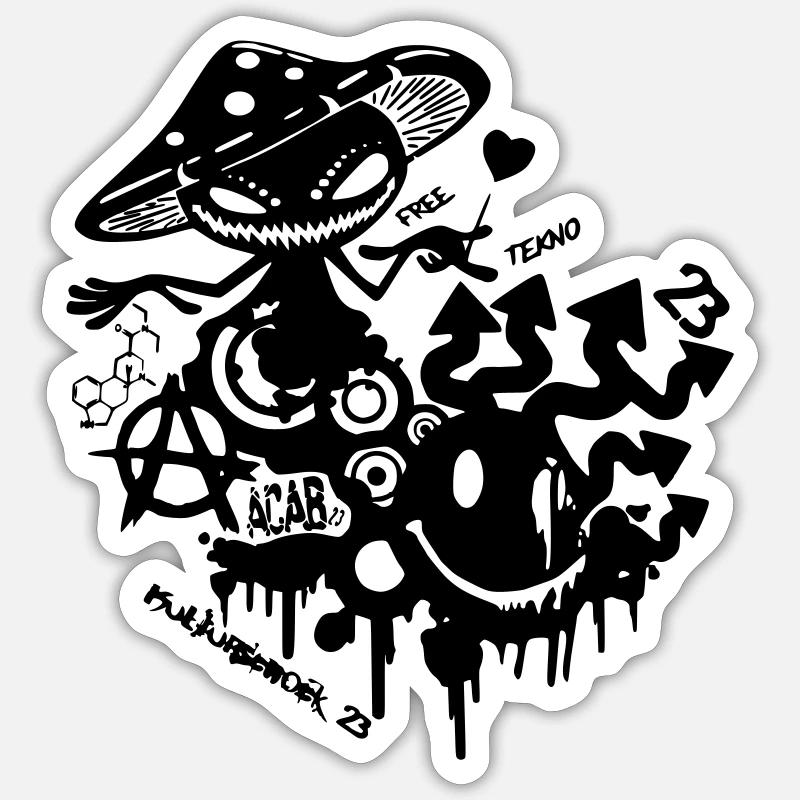 Tekno Recycle - Sticker size S (10 x 10 cm) - white matte