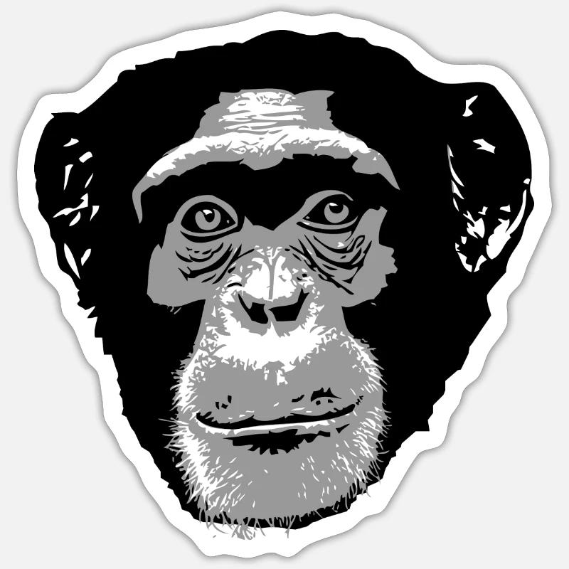 Schimpanse - Chimpanzee - Monkey - Sticker Größe S (10 x 10 cm) - Mattweiß