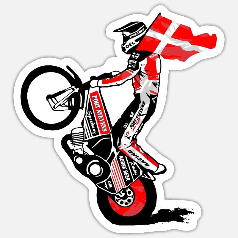 Speedway Driver - Denmark - Sticker size S (10 x 10 cm) - white matte