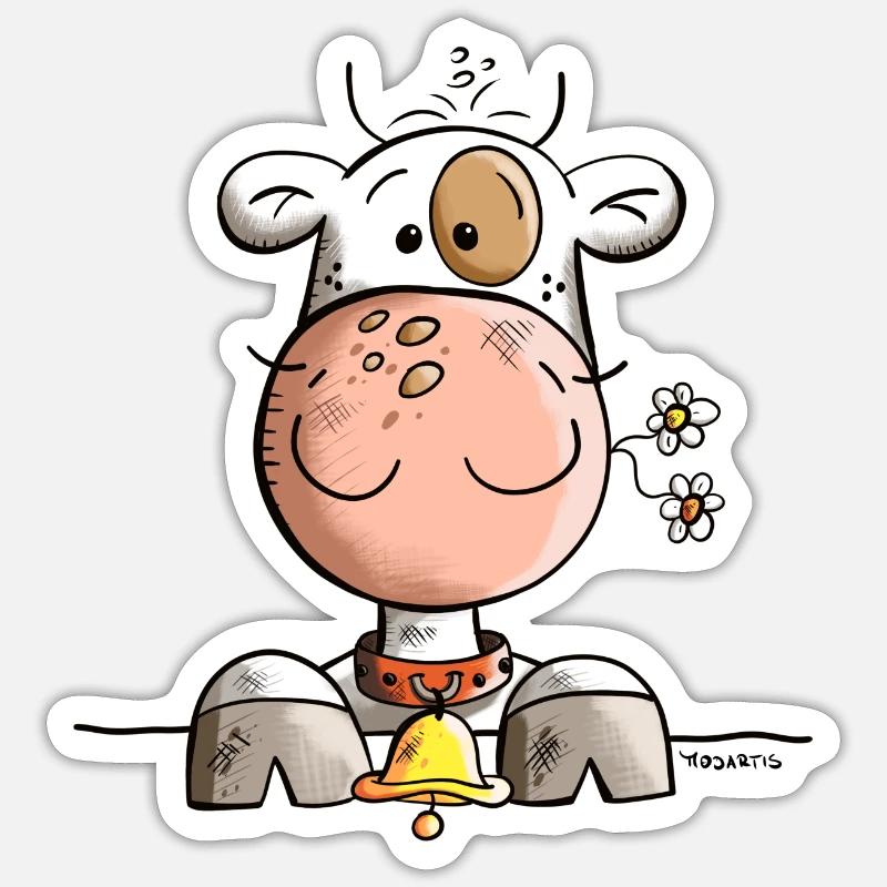 Mignon Vache - Sticker taille S (10 x 10 cm) - blanc mat