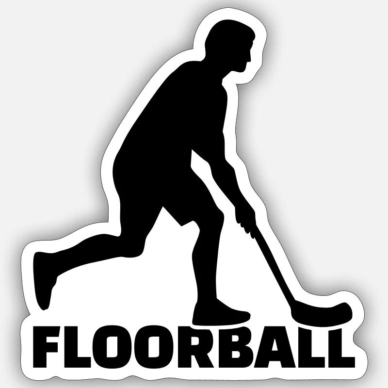 Floorball - Sticker taille S (10 x 10 cm) - blanc mat