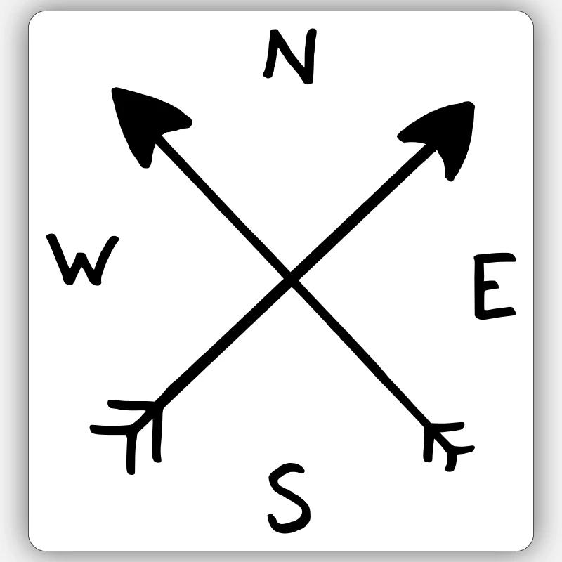 compass needle - Sticker size S (10 x 10 cm) - white matte
