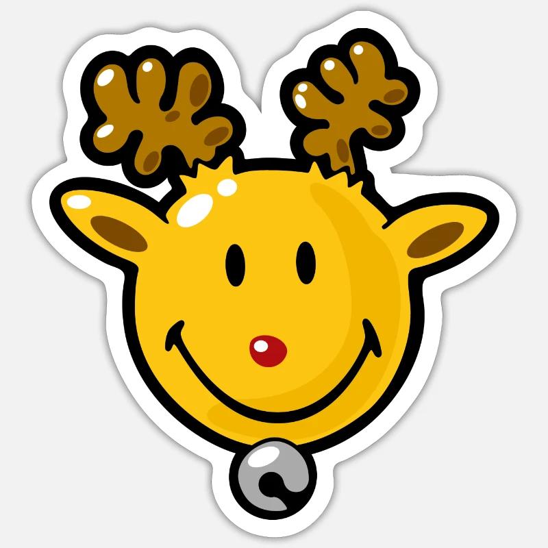 Smiley Deer - Sticker taille S (10 x 10 cm) - blanc mat