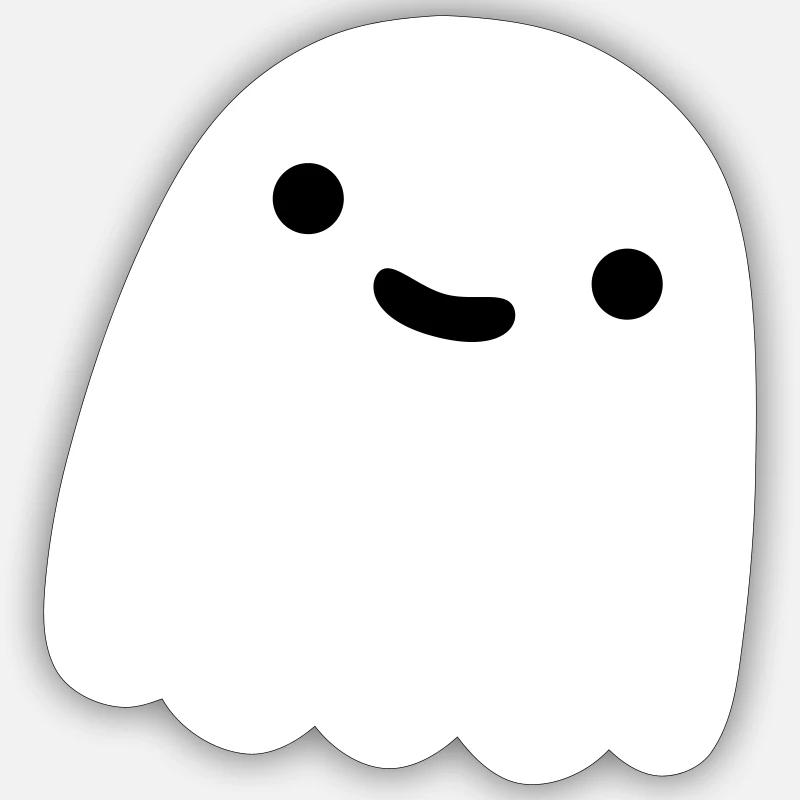 fantôme en blanc souriant - Sticker taille S (10 x 10 cm) - blanc mat