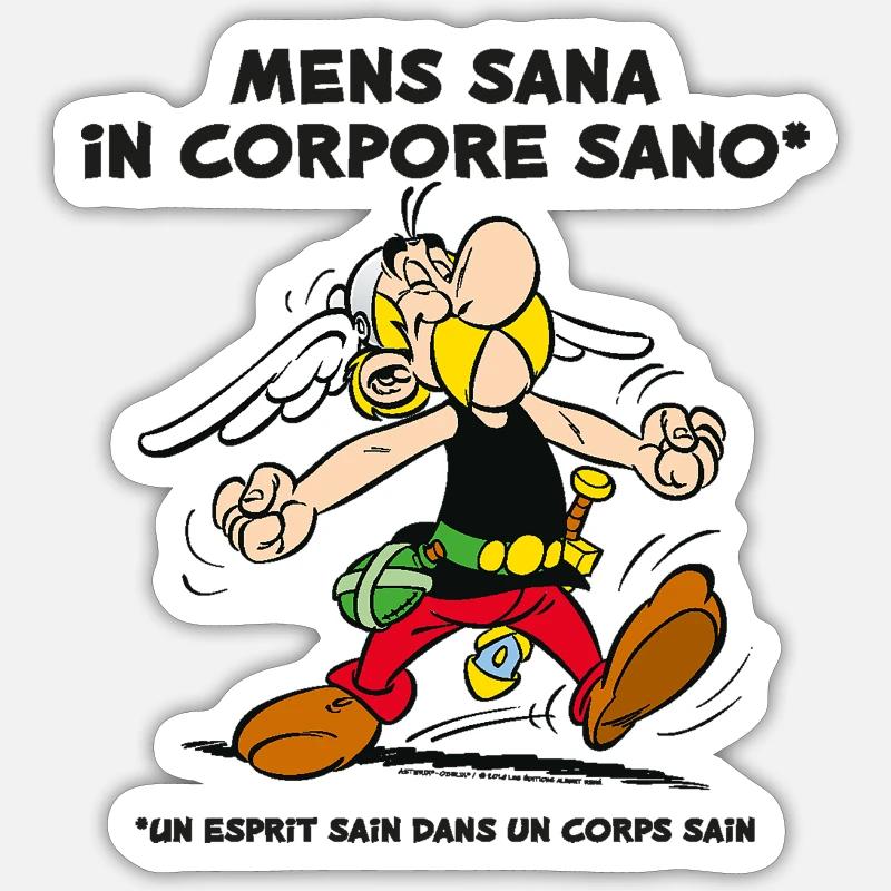 Astérix - Un esprit sain dans un corps sain - Sticker taille S (10 x 10 cm) - blanc mat