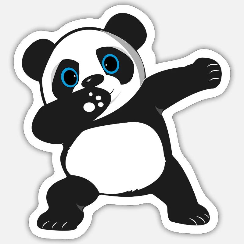 Dabbing Dab Dancing Panda - Sticker taille S (10 x 10 cm) - blanc mat