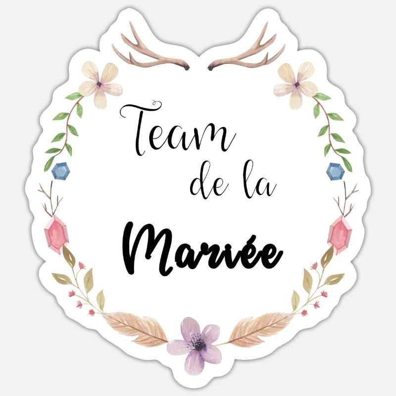 Boho Braut Mannschaft - Sticker Größe S (10 x 10 cm) - Mattweiß