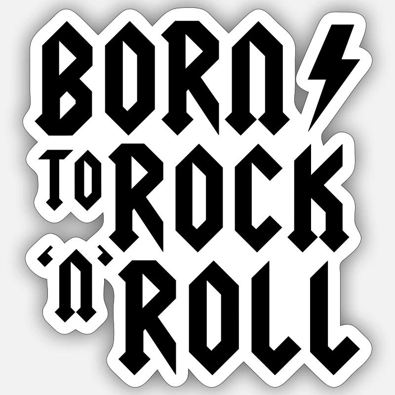 Born to rock n roll - Sticker taille S (10 x 10 cm) - blanc mat