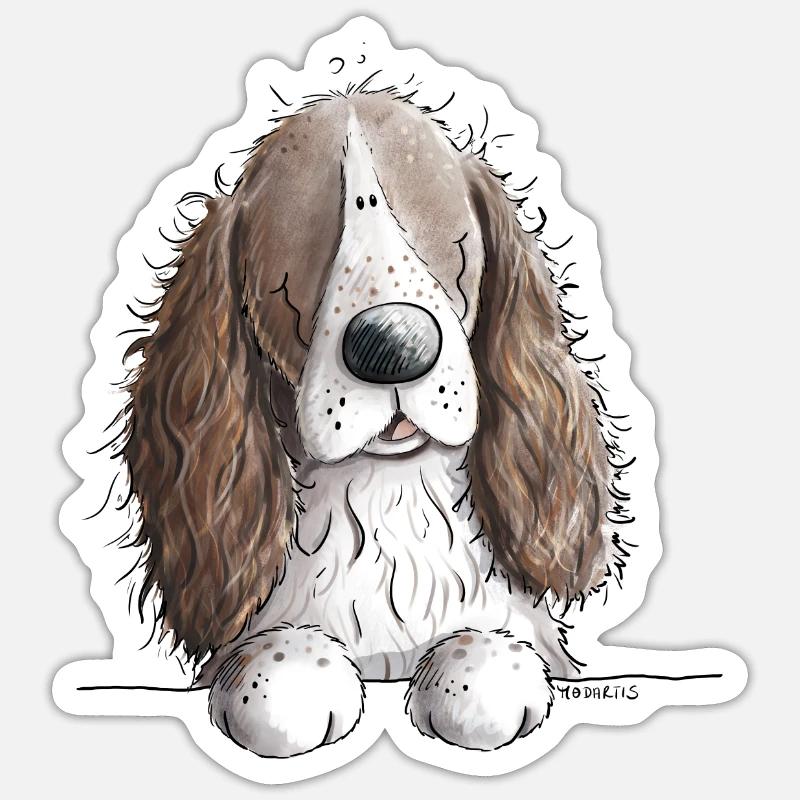 Englischer Springer Spaniel I Comic Hund Geschenk Sticker Größe S (10 x 10 cm)