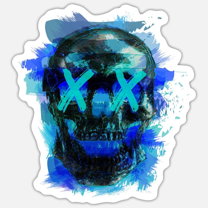 Blue Death (skull) - Sticker size S (10 x 10 cm) - white matte