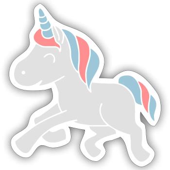 Glückliches Baby Einhorn - Happy Baby Unicorn - Sticker taille S (10 x 10 cm) - blanc mat - Devant