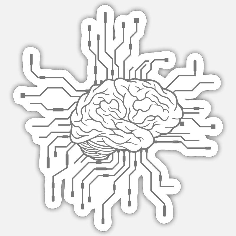 Electronic brain design - Sticker size S (10 x 10 cm) - white matte