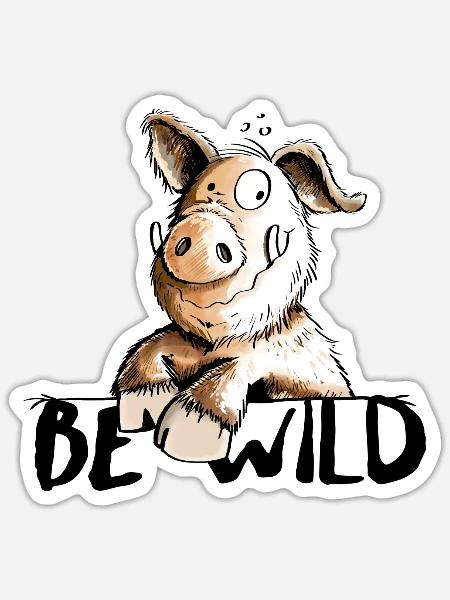Be Wild Eber - Schwein - Keiler - Sticker Größe S (10 x 10 cm) - Mattweiß