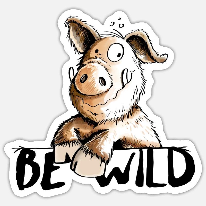 Be Wild Eber - Schwein - Keiler - Sticker Größe S (10 x 10 cm) - Mattweiß