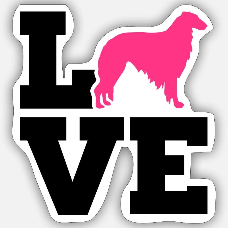 Borzoi - Sticker taille S (10 x 10 cm) - blanc mat