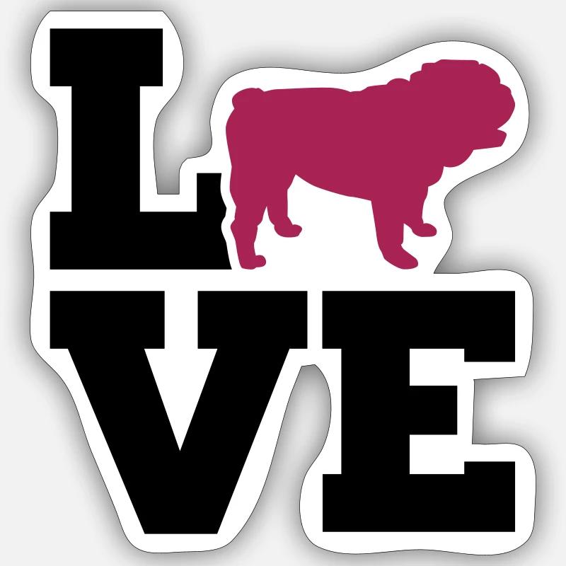 Anglais Bouledogue - Sticker taille S (10 x 10 cm) - blanc mat