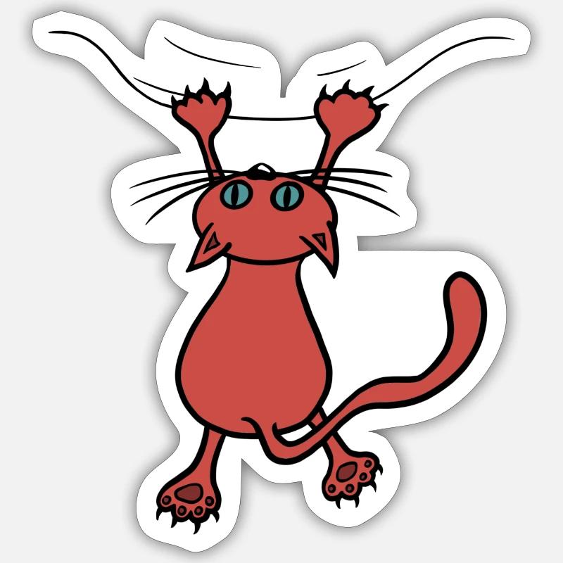 Chat sauvage rouge - Sticker taille S (10 x 10 cm) - blanc mat