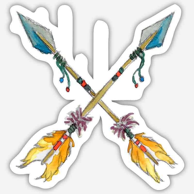 Frecce acquerello attraversato Boho simbolo Amicizia Sticker formato S (10 x 10 cm)
