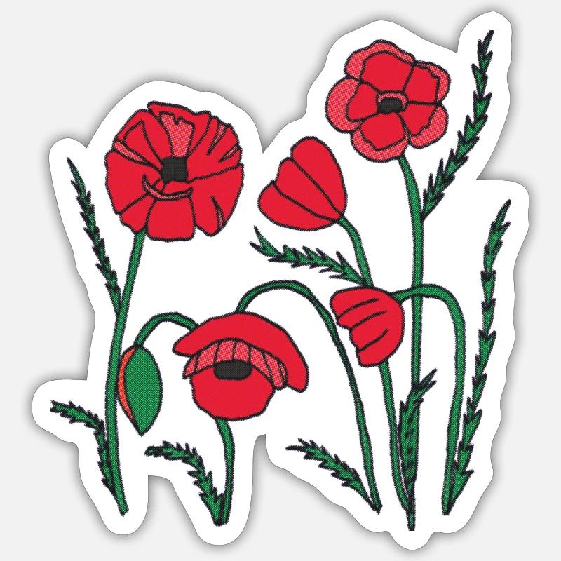 Mohn - Sticker Größe S (10 x 10 cm) - Mattweiß