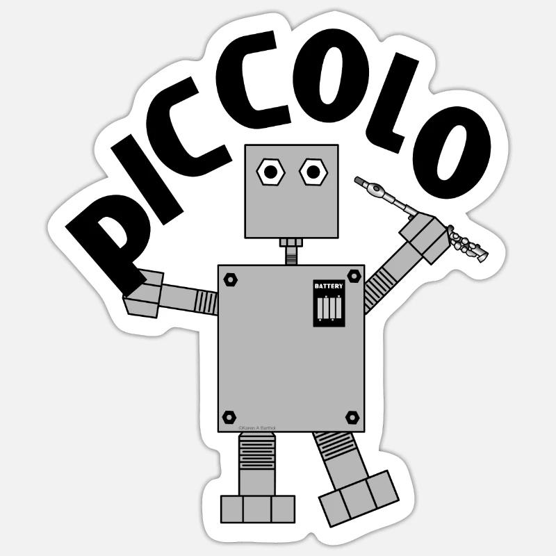 Piccolo Robot Text - Sticker taille S (10 x 10 cm) - blanc mat