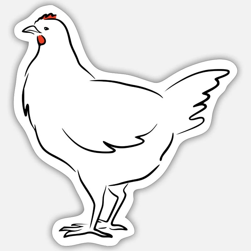 Hen. Chicken. Red comb - Sticker size S (10 x 10 cm) - white matte
