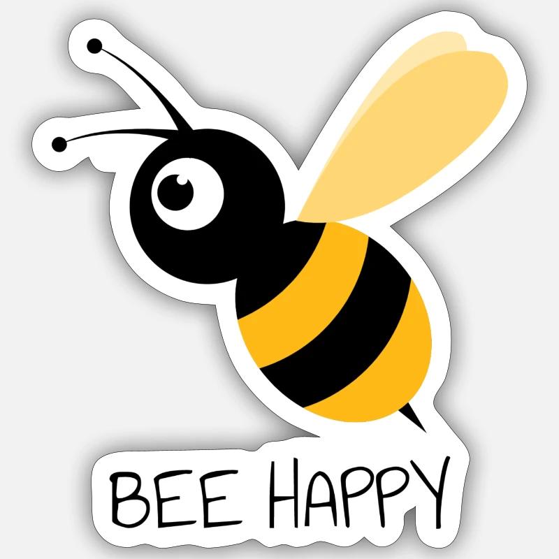 abeille - Sticker taille S (10 x 10 cm) - blanc mat