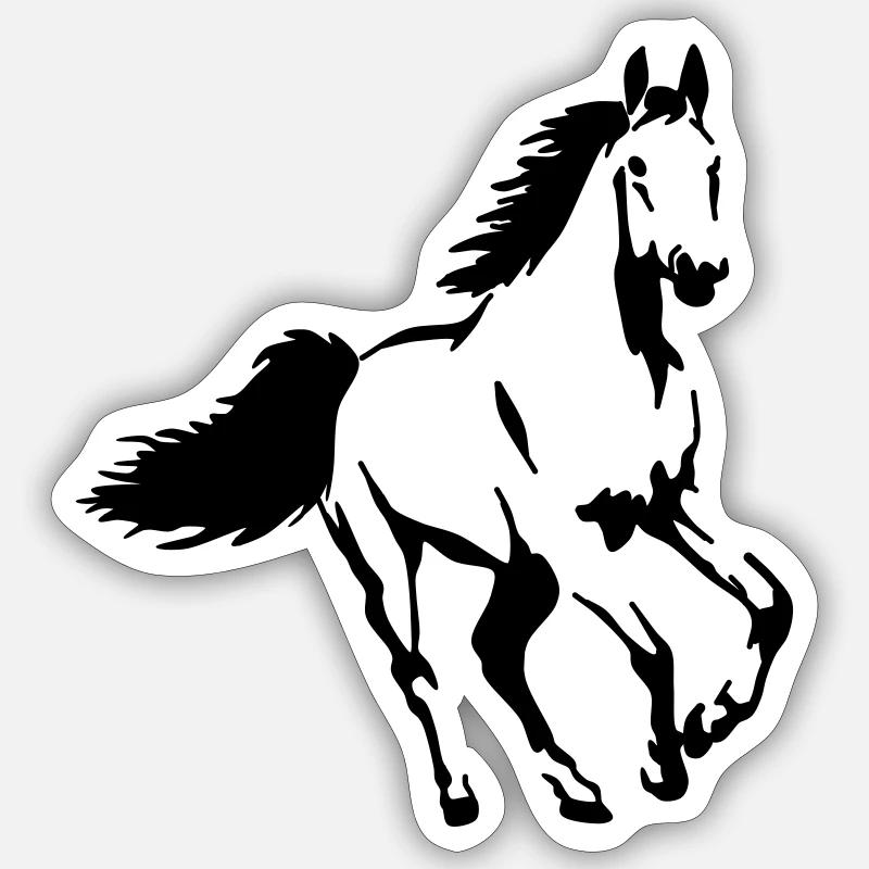 Cavallo Animale Stallone Mare Puledro - Sticker formato S (10 x 10 cm) - bianco opaco
