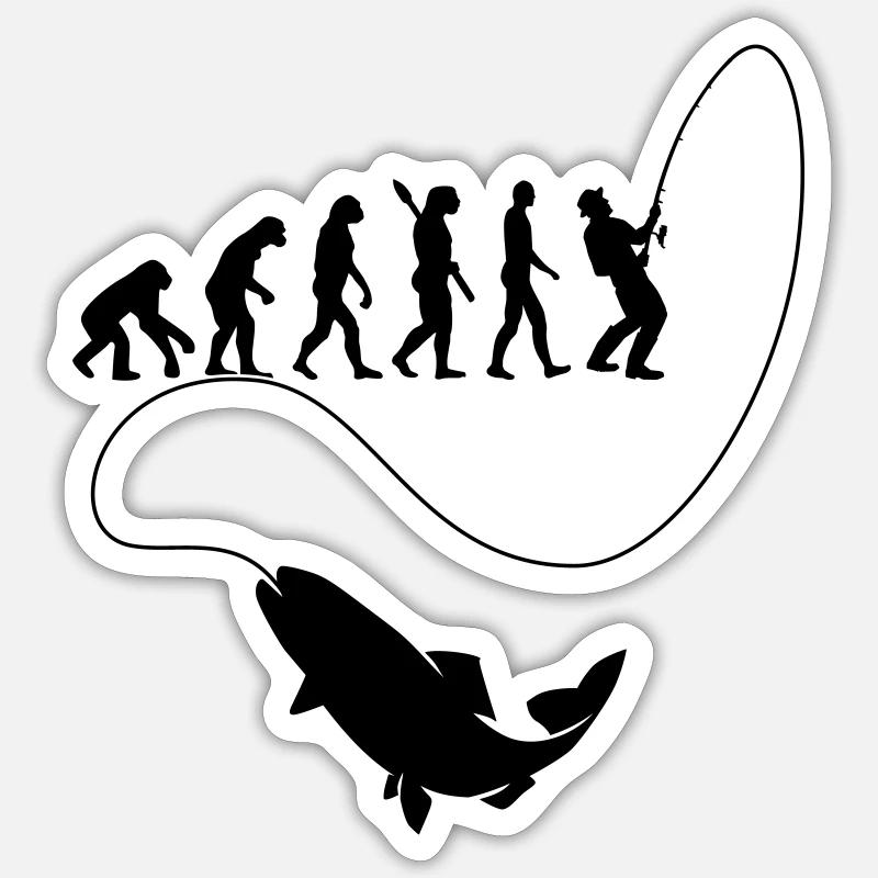 pêche - Sticker taille S (10 x 10 cm) - blanc mat