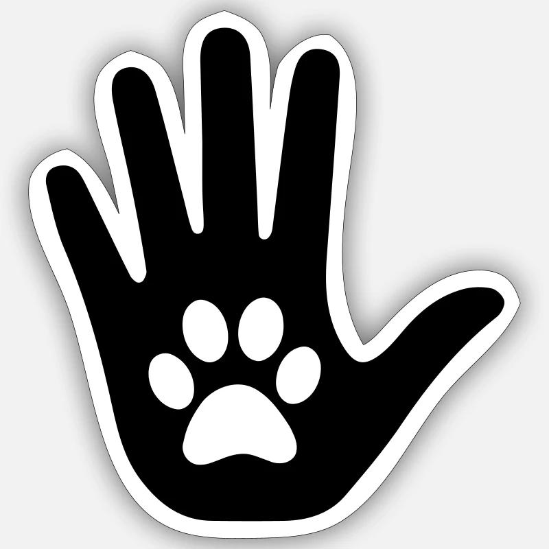 Hand with paw - Sticker size S (10 x 10 cm) - white matte