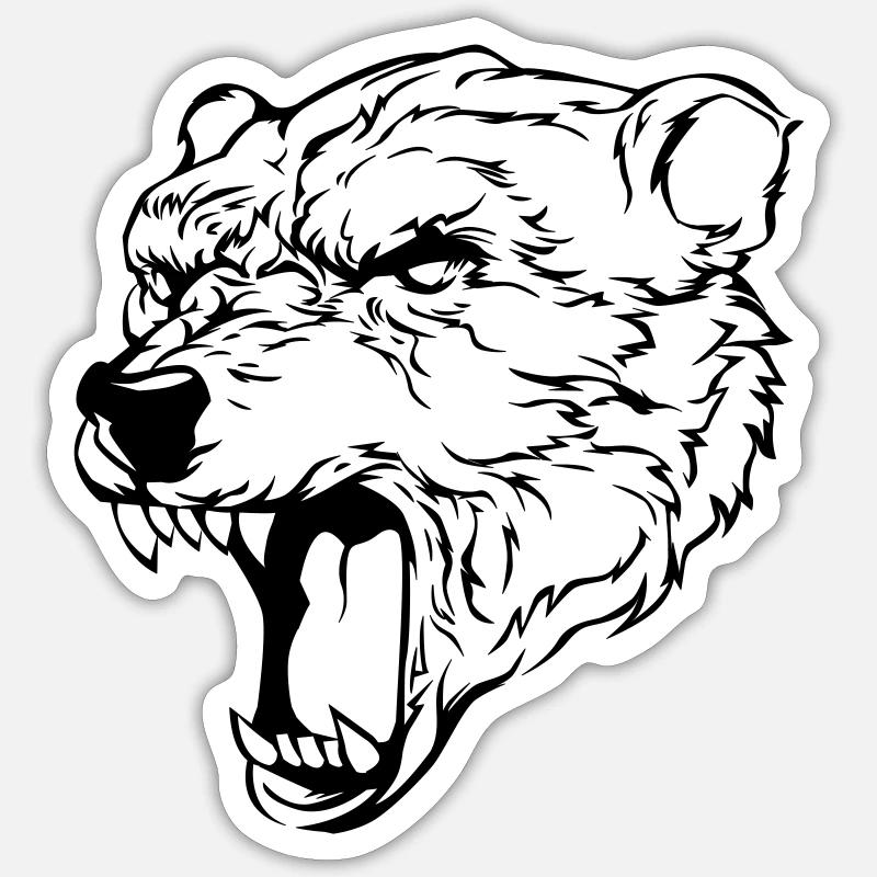 eisbär kopf bär polarbär kopf - Sticker Größe S (10 x 10 cm) - Mattweiß