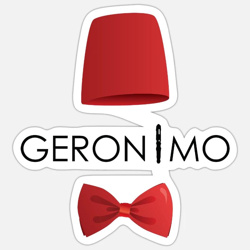 Geronimo Fez & Noeud Papillon Sticker taille S (10 x 10 cm)