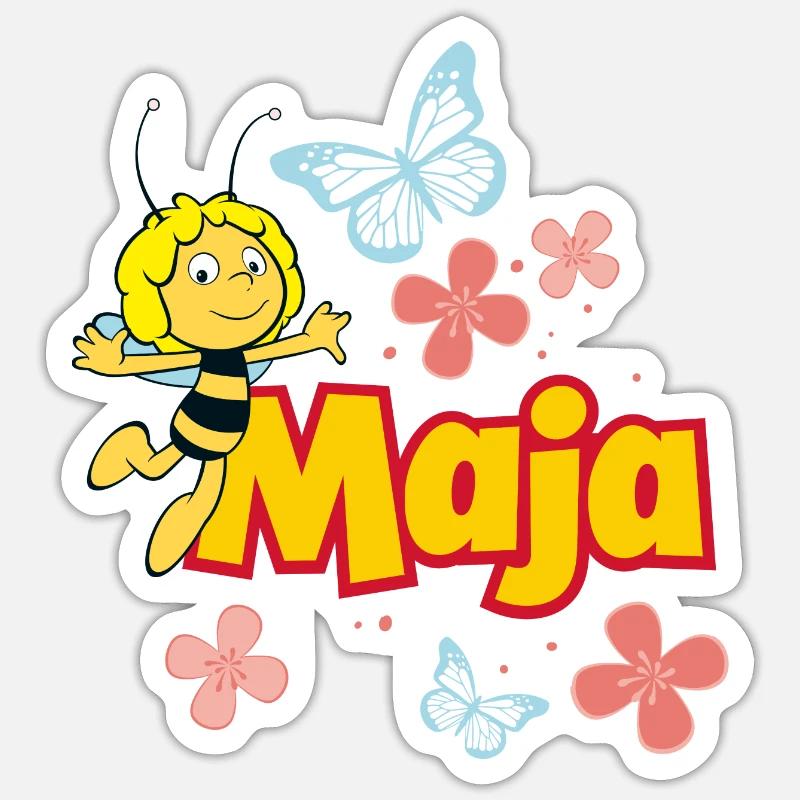 Maya L’Abeille Pose Avec Logo Sticker taille S (10 x 10 cm)