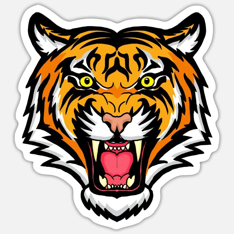 Tiger - Sticker Größe S (10 x 10 cm) - Mattweiß