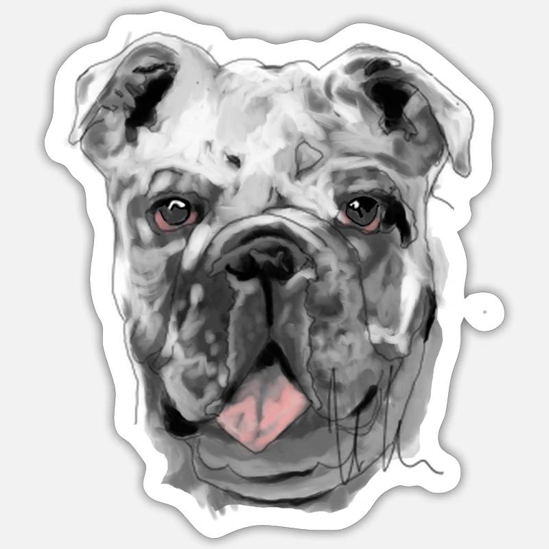 Bouledogue - Sticker taille S (10 x 10 cm) - blanc mat