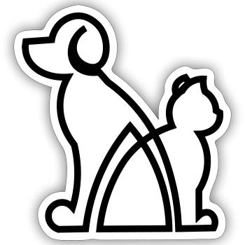 Cat and Dog gift idea / dog and cat gift idea - Sticker size S (10 x 10 cm) - white matte - Front