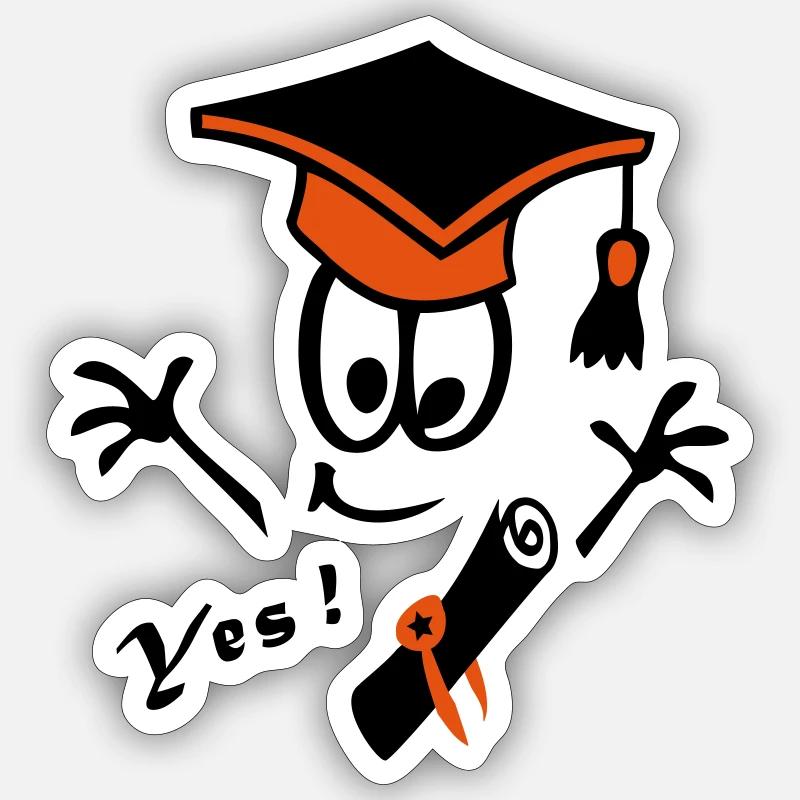 Doktorhut Studium Schule Comic Yes Sticker Größe S (10 x 10 cm)