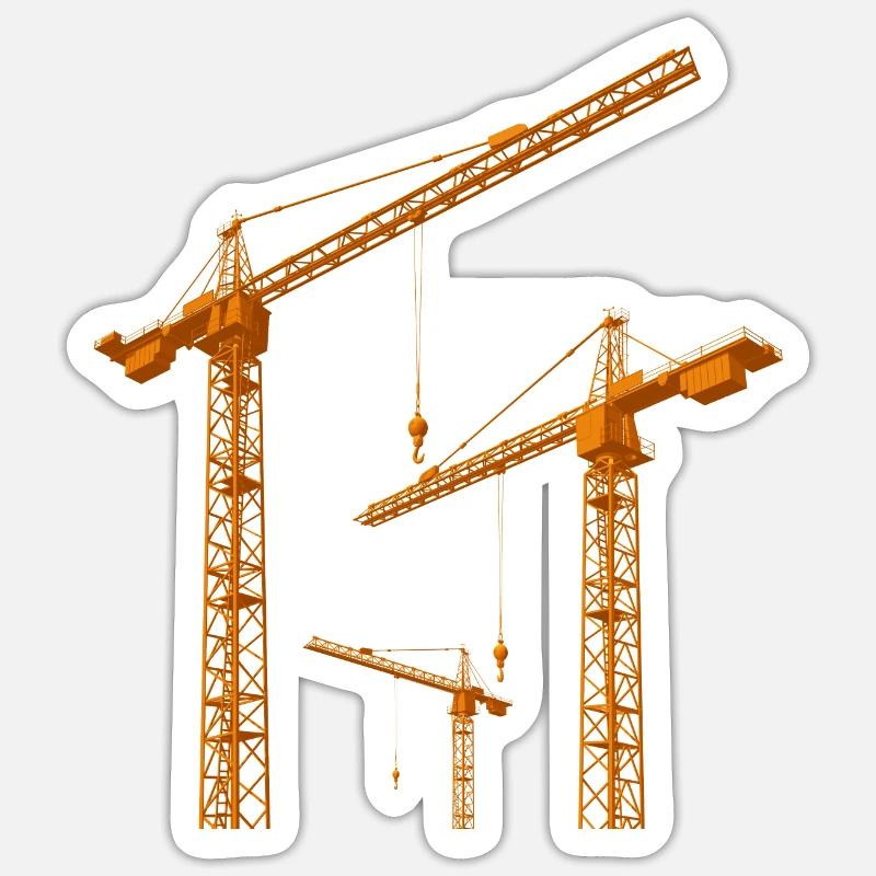 Construction cranes, construction site, industry - Sticker size S (10 x 10 cm) - white matte