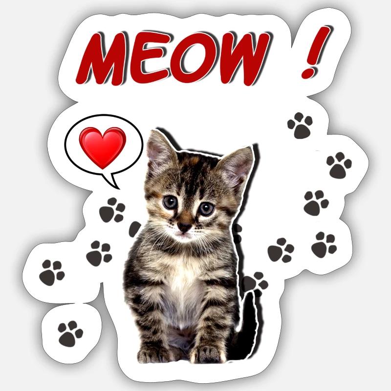 MEOW Katze - Sticker Größe S (10 x 10 cm) - Mattweiß